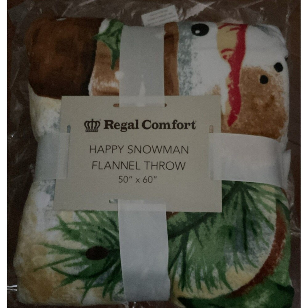 Regal Comfort Happy Snowman  Flannel Throw 50x60